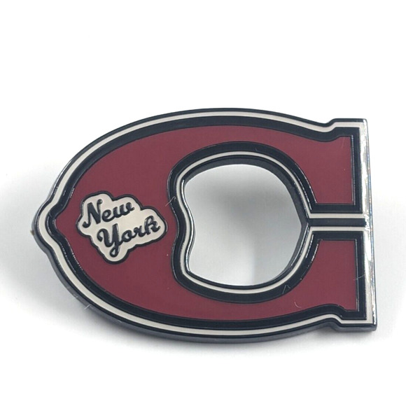 Coach New York Red Letter C Silver Tone Enamel Lapel Pin Fashion Jewelry Promo - Picture 1 of 6